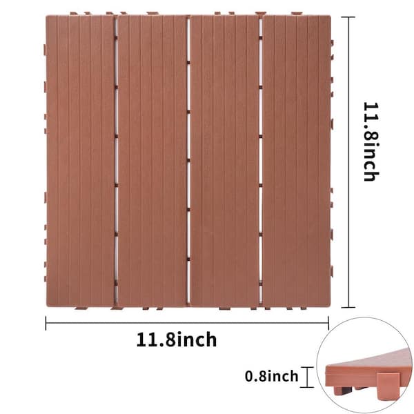Tidoin Outdoor 1 ft. x 1 ft. Composite Interlocking Tile Deck Tile in Mahogany(44 Per Box)