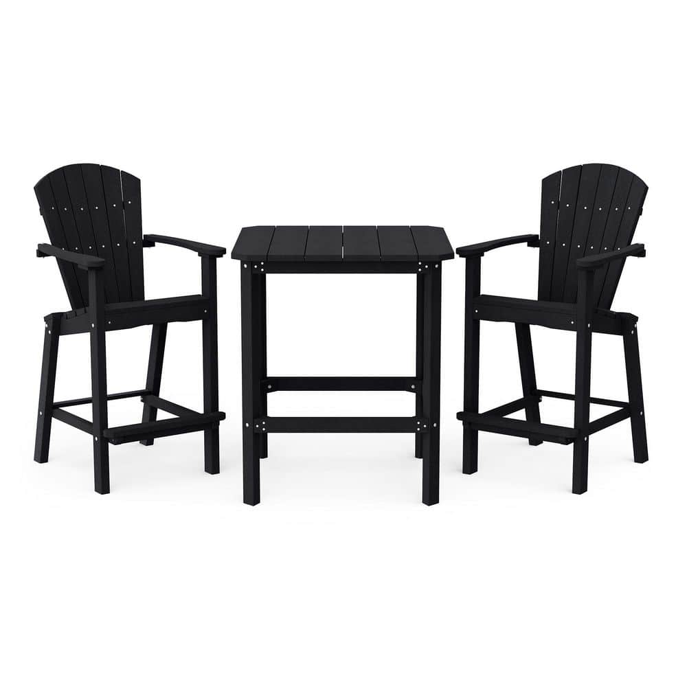 Classic 3-Piece Black HDPE Plastic Outdoor Patio Bar Set price history on PriceWatchPro