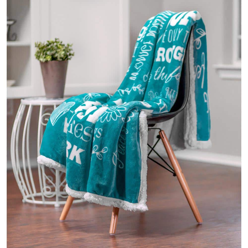 Teal Reversible Fleece and Sherpa Electric Throw Blanket