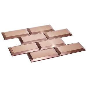 Titan 3D Bronze Aluminum Subway 5 in. x 5 in. Metal Peel and Stick Tile (.17 sq. ft./Sample)