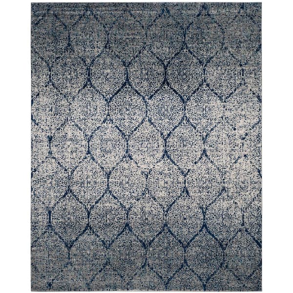 SAFAVIEH Madison Navy/Silver 10 ft. x 14 ft. Medallion Geometric Area Rug