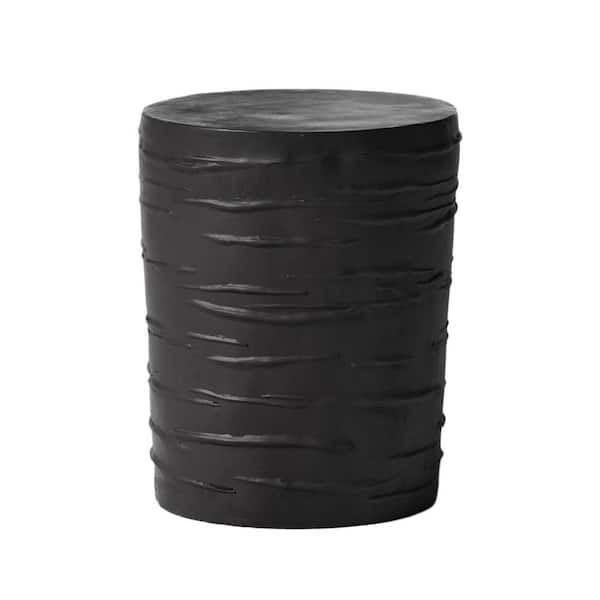 Noble House Zapara Black Round Stone Outdoor Patio Side Table