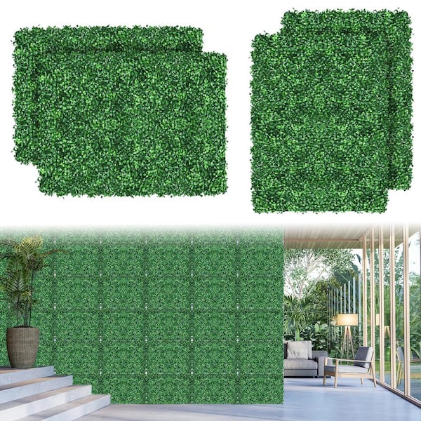 Oumilen 10 pcs 4 tier artificial milano leaves privacy fence screen, hedge backdrop for balcony, garden fence decoration