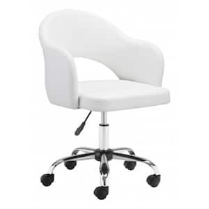 Julia White Faux Leather Office Chair with Nonadjustable Arms