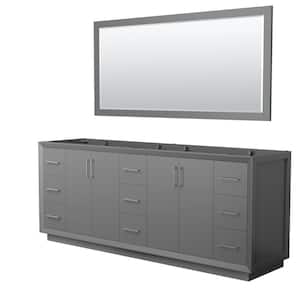 Strada 83.25 in. W x 21.75 in. D x 34.25 in. H Double Bath Vanity Cabinet without Top in Dark Gray with 70 in. Mirror