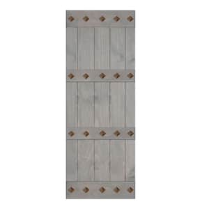 Mid-Century Style 30 in. x 84 in. French Gray DIY Knotty Pine Wood Sliding Barn Door Slab