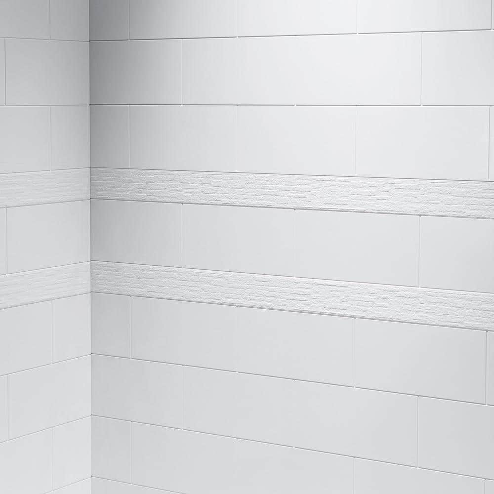 High Gloss White 4-Piece Glue Up Alcove Shower Surround
