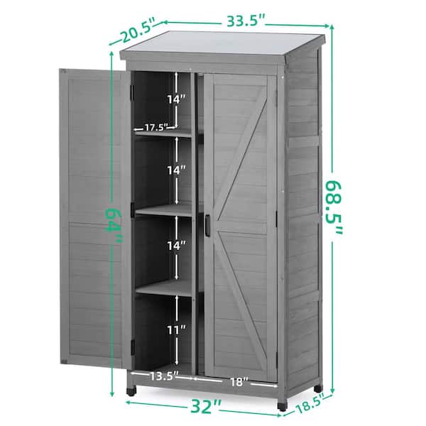 Zeus & Ruta 2.79 ft.W x 1.54 ft.D Gray Wood Outdoor Storage Shed