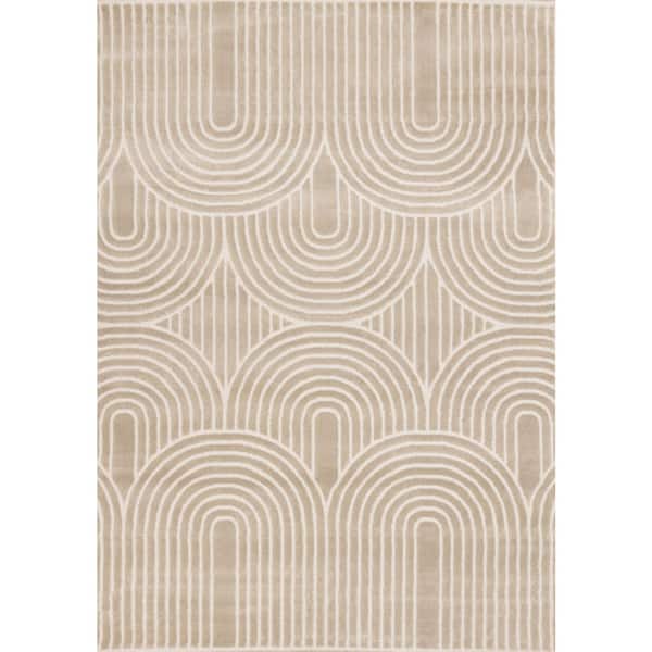 Avenia Collections 5' x 8' (5'3" x 7'7") Beige Geometric, Tonal/Solid Indoor Area Rug