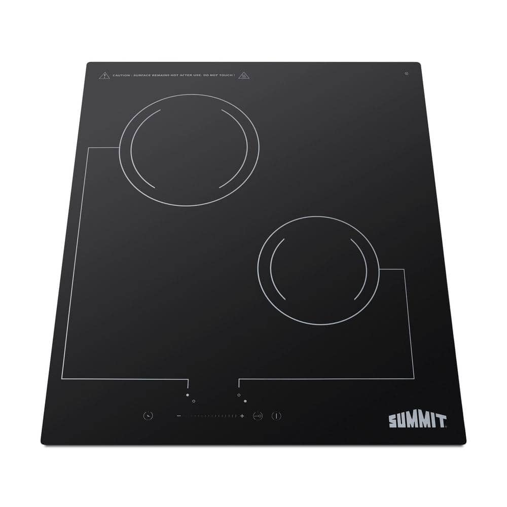 18" Black Ceramic Glass 2-Burner Electric Cooktop with Touch Control