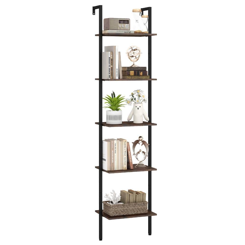 5 Tier Wall Mount Ladder Shelf with Anti-Tipping Kits for Home Office-Rustic Brown price history on PriceWatchPro