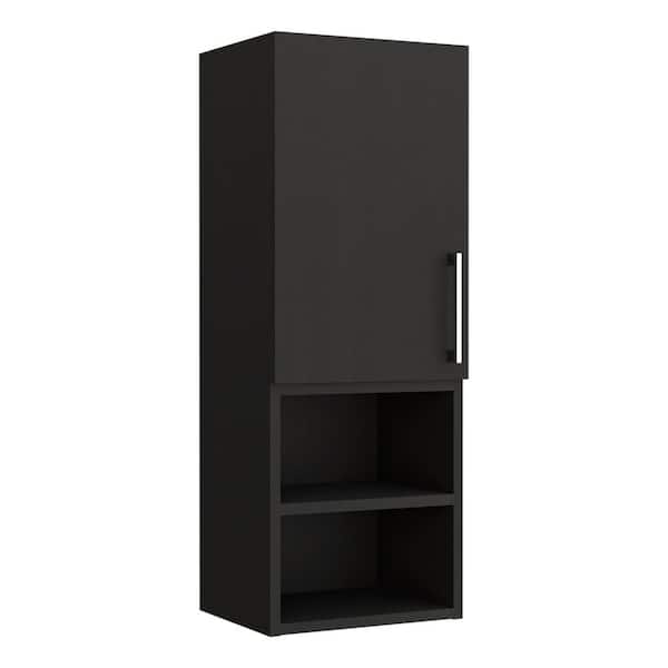 11.8 in. W x 31.5 in. H Rectangular Black Particle Board Surface Mount Medicine Cabinet without Mirror