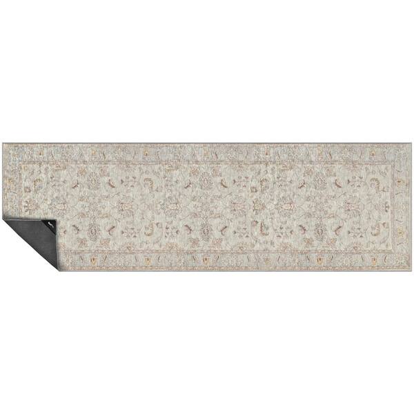GelPro Nevermove Jordan Oatmeal 2 ft. x 6.3 ft. Machine-Washable Polyester Designer Accent Runner Rug with GellyGrippers