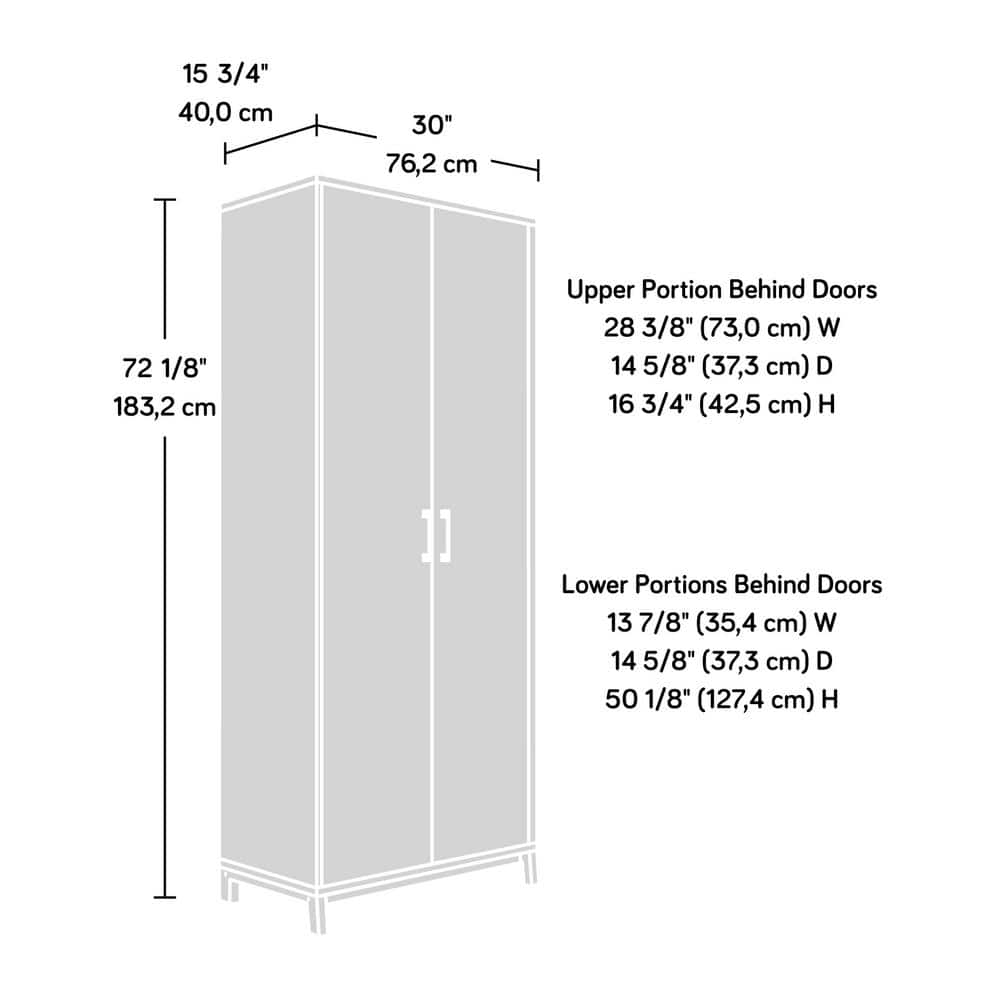White Tall Storage Cabinet with Adjustable Shelves and Metal Base