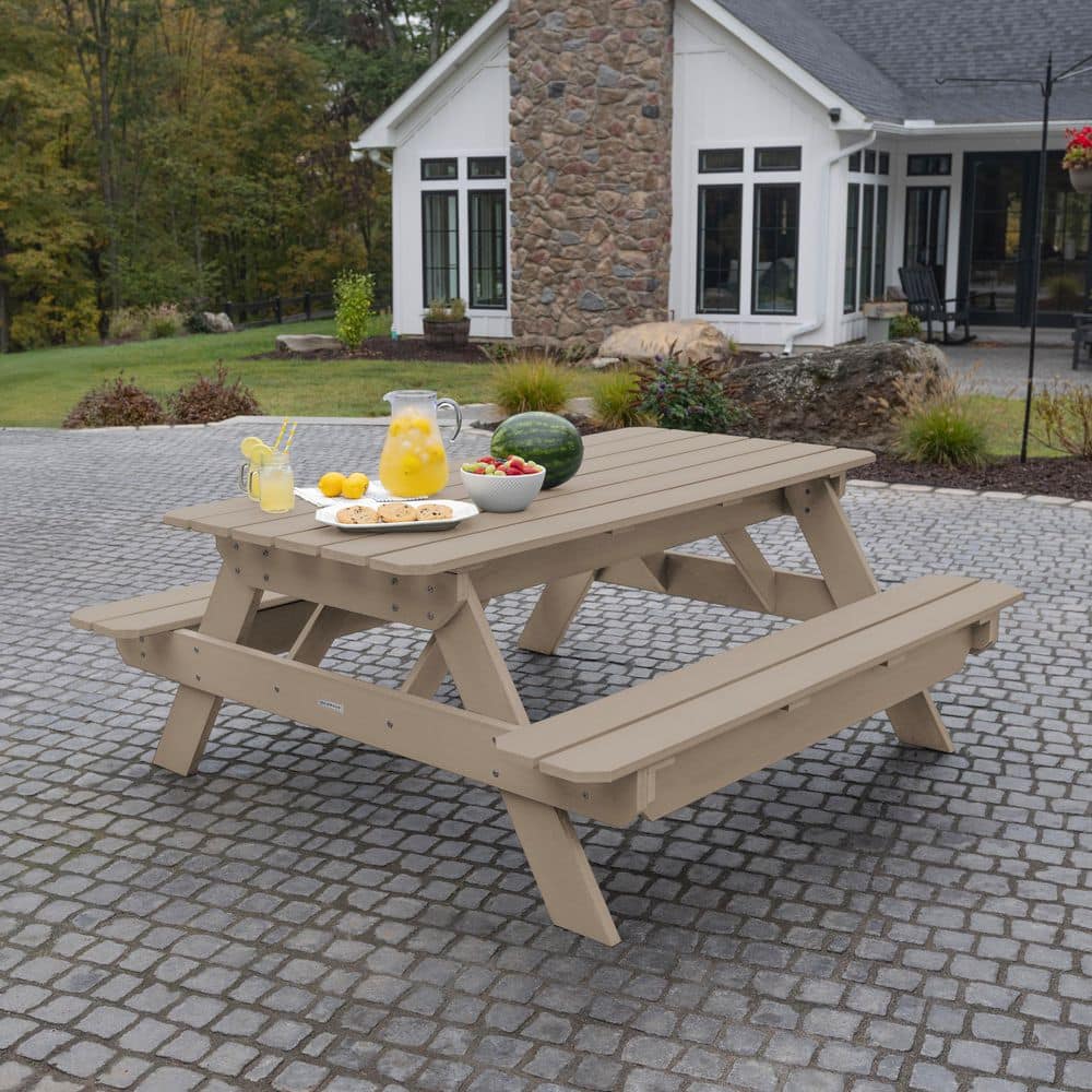 Highwood Hometown Plastic Outdoor Picnic Table Woodland Brown AD