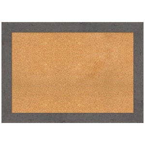 Rustic Plank Grey 41.38 in. x 29.38 in. Framed Corkboard Memo Board