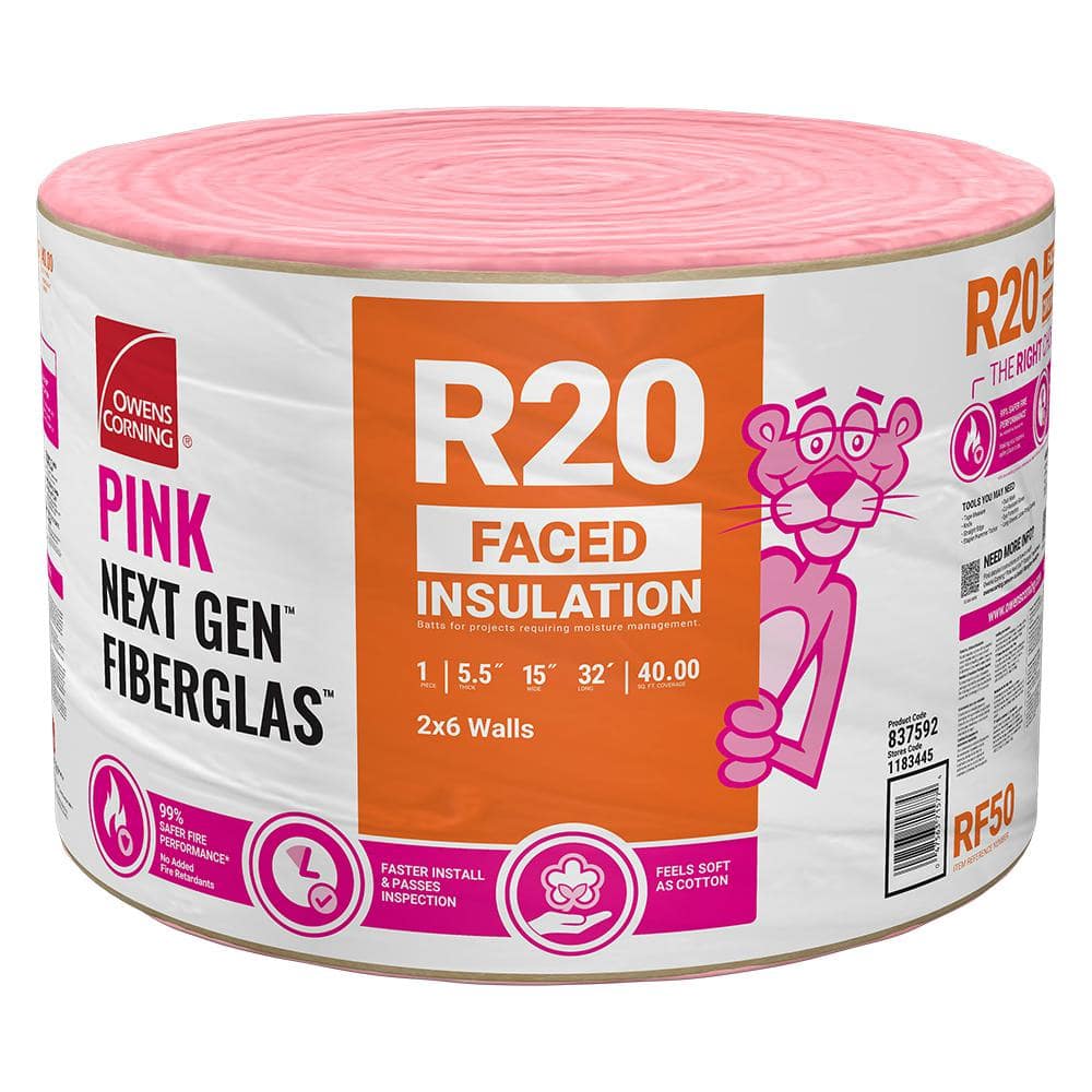 Owens Corning R 20 Faced Fiberglass Insulation Roll 15 In X 32 Ft 1 