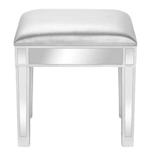 Modern Style Mirrored Vanity Stool Silver Gray (18 in. H x 17 in. W x 13 in. D)