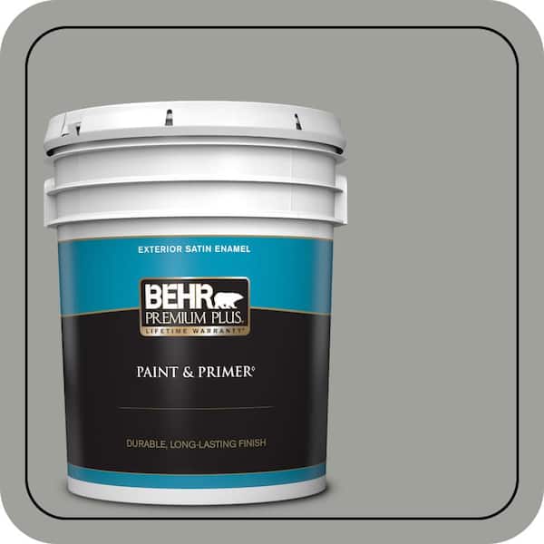 BEHR PREMIUM PLUS 5 gal. #MQ6-22 Gateway Gray Satin Enamel Exterior Paint & Primer