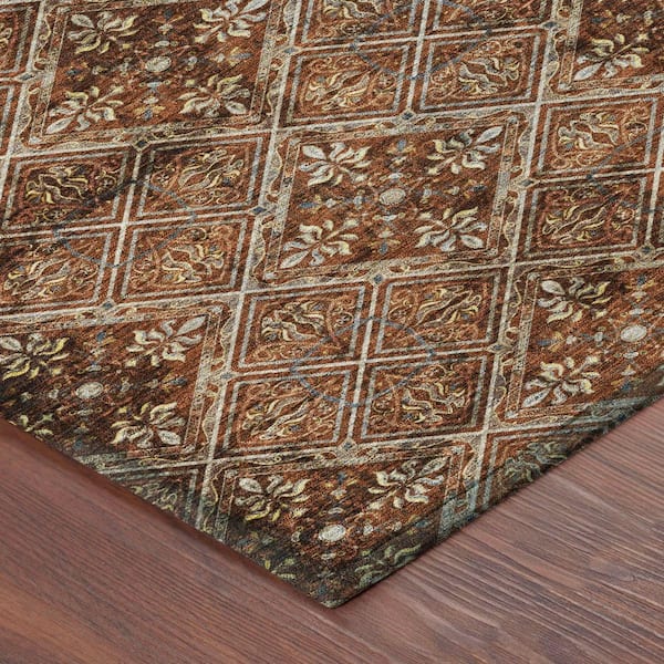 Chantille Machine Washable Indoor/Outdoor Abstract ACN2692 Brick 10 ft. x 14 ft. Area Rug