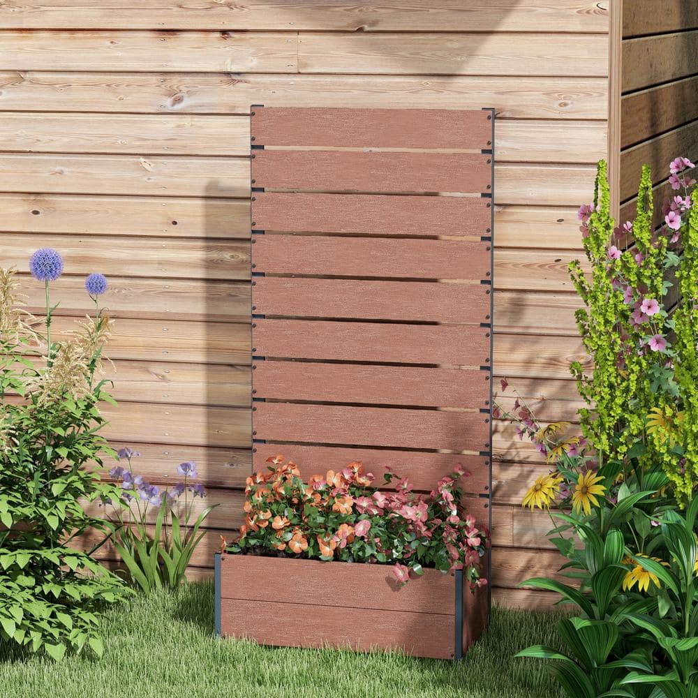Light Brown Metal Trellis Raised Garden Bed Planter