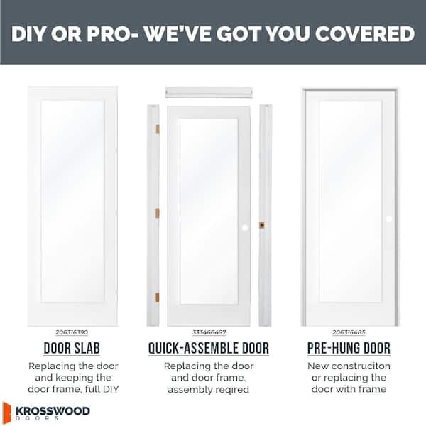 Krosswood Doors 60 in. x 96 in. Craftsman Shaker 1-Lite Clear