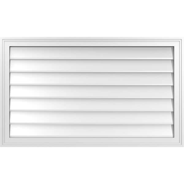 Ekena Millwork 40 in. x 24 in. Vertical Surface Mount PVC Gable Vent: Decorative with Brickmould Frame