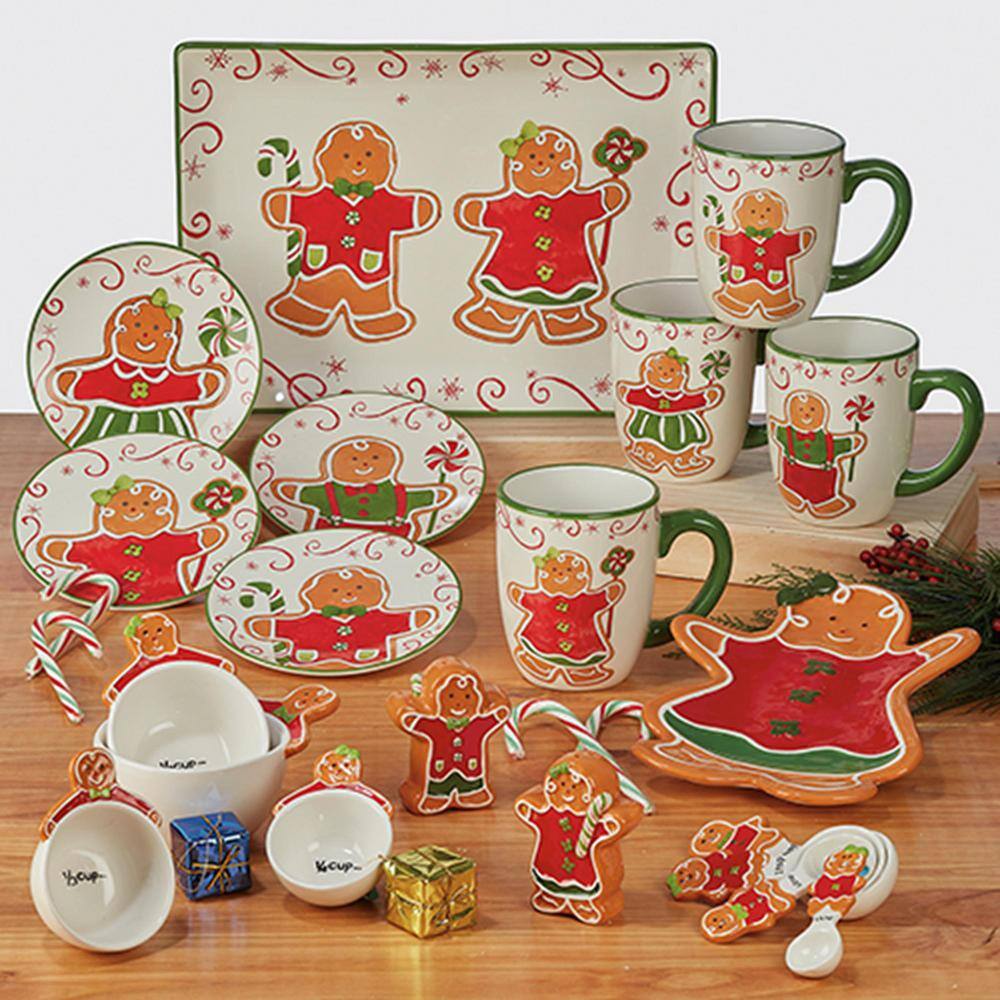 Holiday Magic Gingerbread Ceramic Christmas Mugs Set of 4