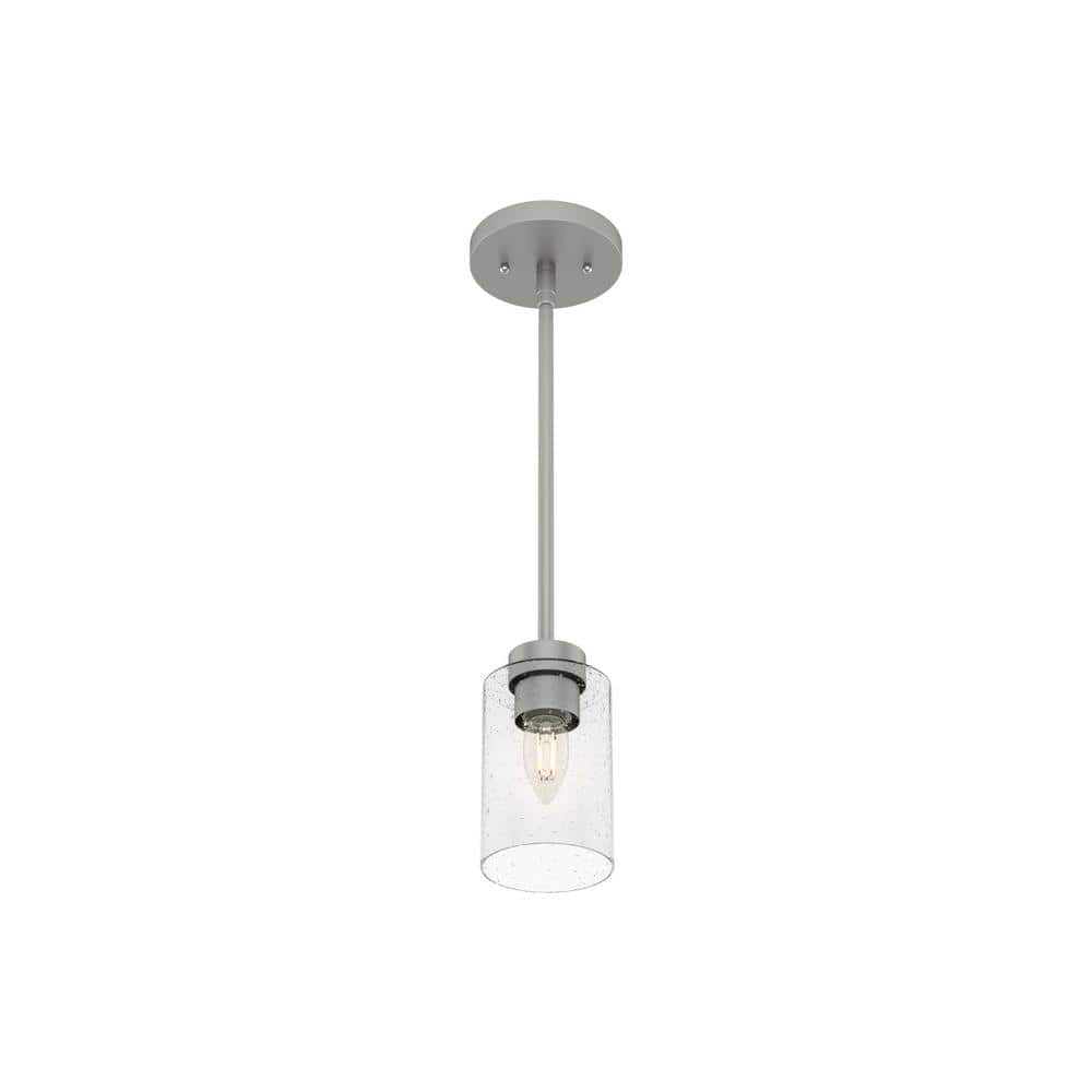 Hartland Mini Seeded Glass Jar Pendant Light in Matte Silver