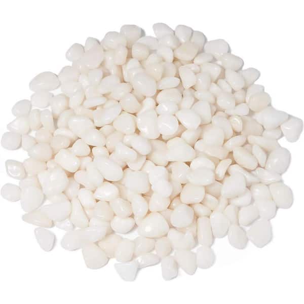 SenQWFa 3/8 in. White Small Pebbles for Plants, Vases, and Landscaping in Garden, 10 lbs. Bag