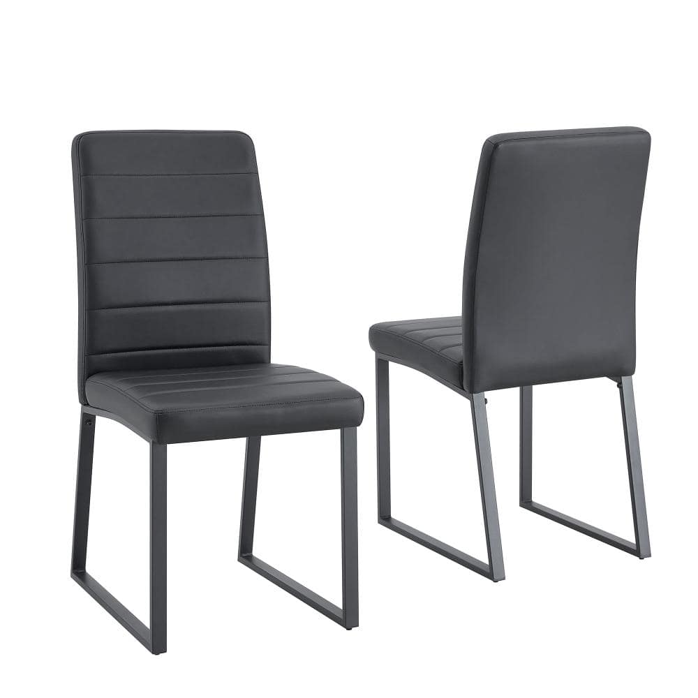 2Pcs Black Premium Dining Chairs,PU Leather Upholstered Kitchen Chairs with Sturdy Metal Legs,Armless Accent Chair price history on PriceWatchPro