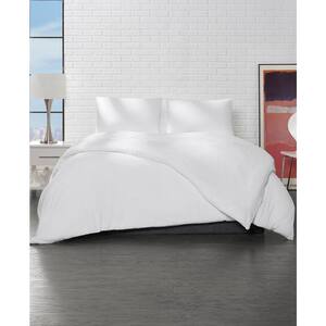 White Twin Size Microfiber Duvet Cover Set