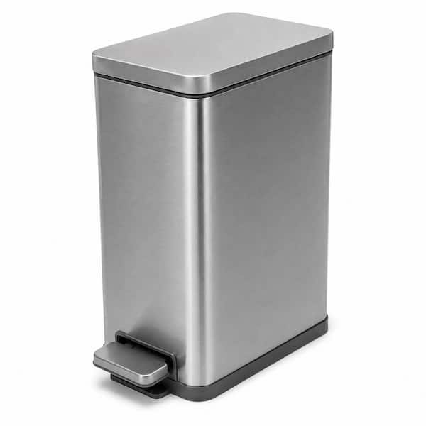 2 Gal. Stainless Steel Slim Compact Bath Step-On Indoor Trash Can with Lid