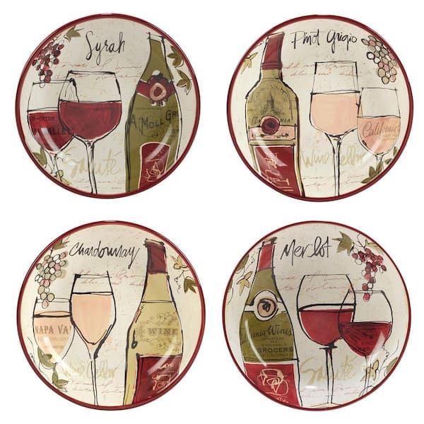 Certified International 38 fl. oz. Assorted Colors Earthenware Wine Country Soup Bowls (Set of 4)