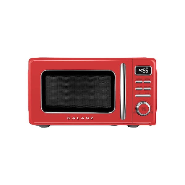 Retro Small Microwave Oven with Compact Size 9 Preset Menus Position