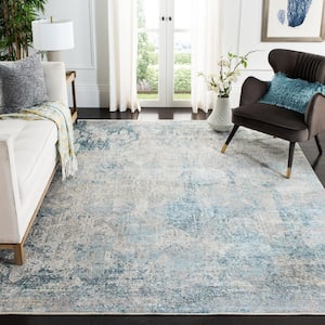Dream Gray/Blue 7 ft. x 7 ft. Square Geometric Distressed Area Rug