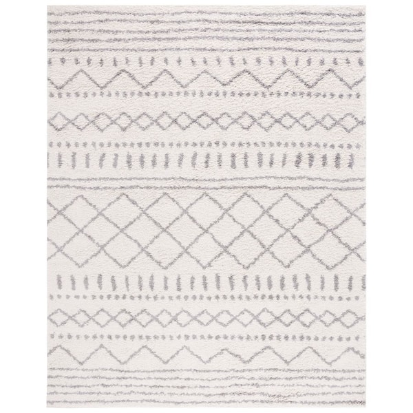 Arizona Shag Ivory/Gray 10 ft. x 14 ft.Geometric Lodge Area Rug