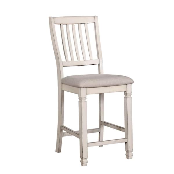 Furniture of America Ely White Cushioned Counter Height Dining Chair (Set of 2)