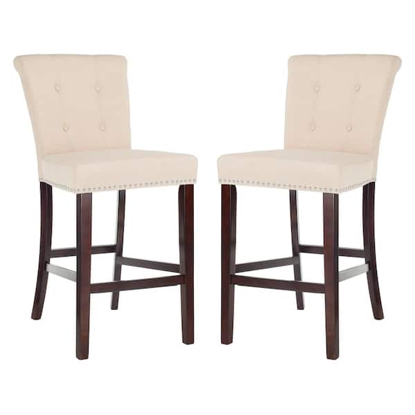 SAFAVIEH Taylor 44.5 in. Beige Wooden Bar Stool (Set of 2)
