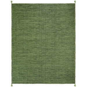 Montauk Green/Black 9 ft. x 12 ft. Solid Color Striped Area Rug