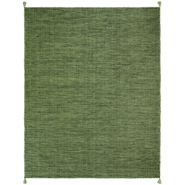 SAFAVIEH Montauk Green/Black 9 ft. x 12 ft. Solid Color Striped Area Rug