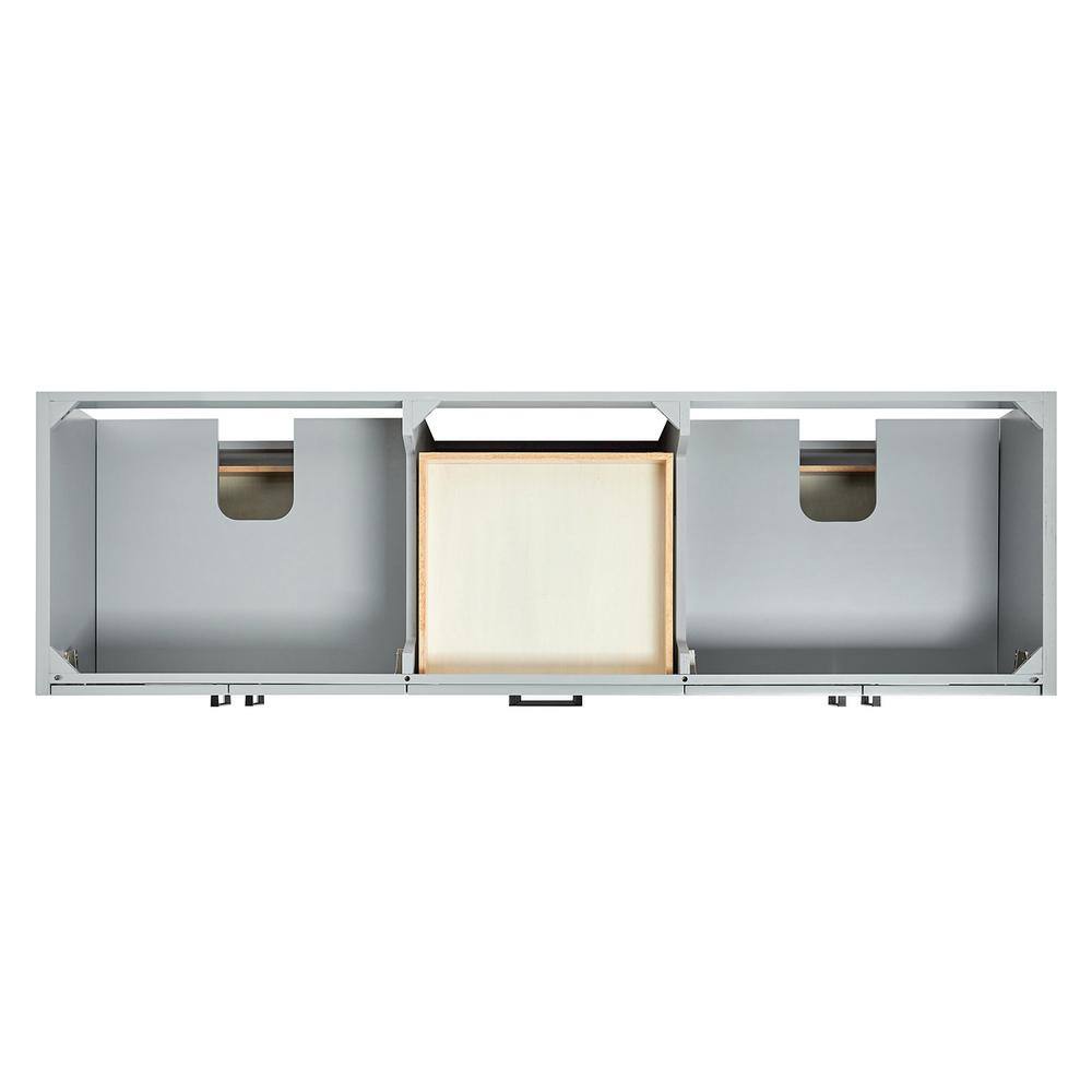 Gray Solid Wood Double Sink Bathroom Vanity with Carrara Quartz Top