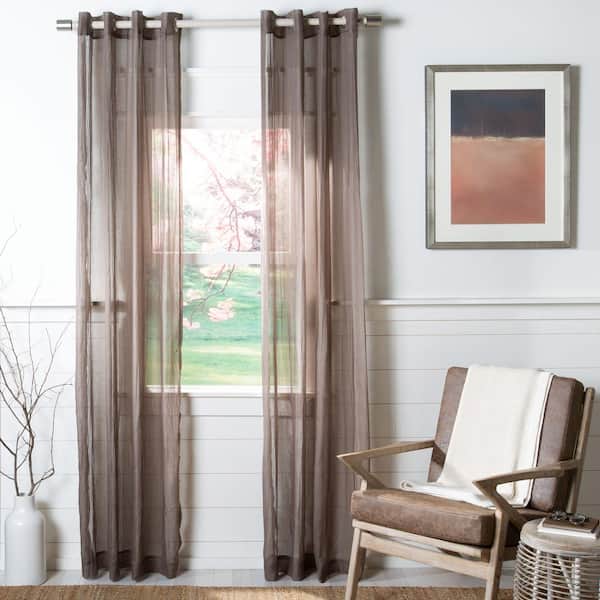 SAFAVIEH Brown Solid Grommet Sheer Curtain - 52 in. W x 96 in. L  WDT1046C-5296 - The Home Depot
