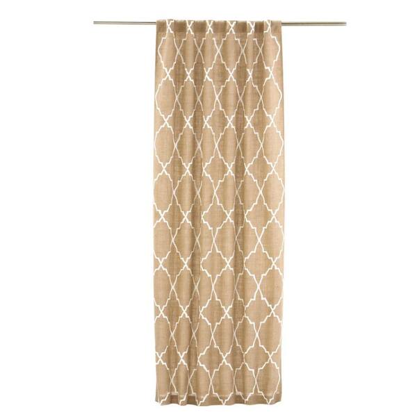 Home Decorators Collection Natural/Ivory Moroccan Tile Burlap Curtain Panel, 48 in. W x 84 in. L