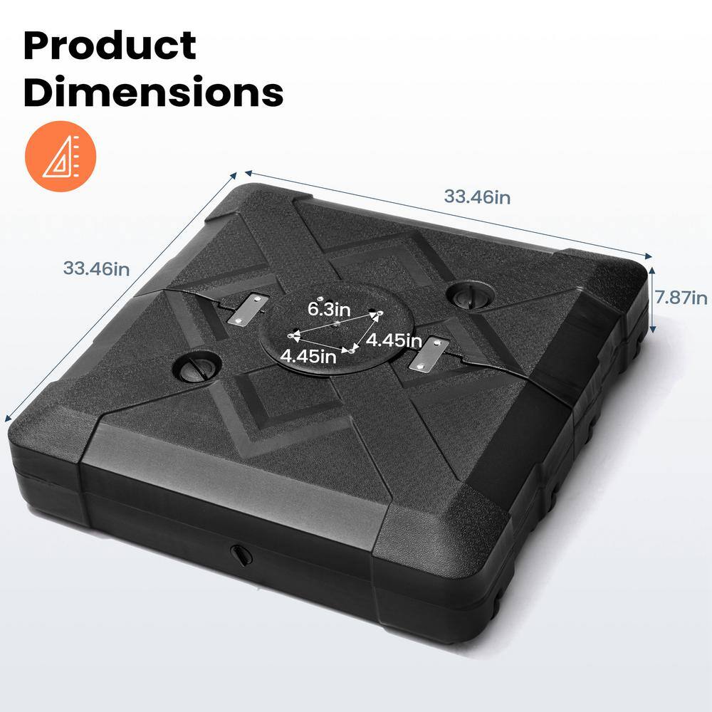 Black 220 lbs HDPE Patio Cantilever Umbrella Base with Wheels