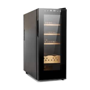 10.2 in. Single Zone 3-in-1 35 L 200 Counts Capacity Cigar Humidors Beverage and Wine Coolers in Black