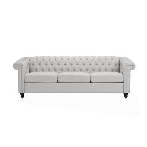 Parkhurst 83 in. Pebble Grey Solid Fabric 3-Seater Chesterfield Sofa