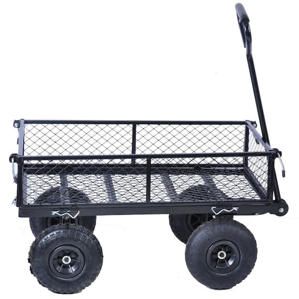 4 cu. ft. Heavy-Duty Black Steel Utility Garden Cart