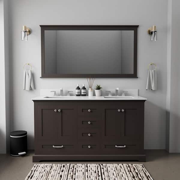 Dukes 60 in. W x 22 in. D Espresso Double Bath Vanity and White Quartz Top