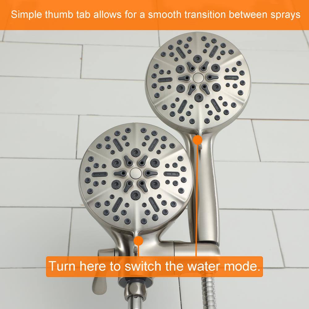 Brushed Nickel 5-Spray Dual Shower Head with Handheld